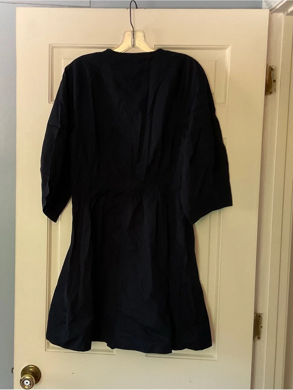 Madewell Sculptural-Sleeve Pleated Mini Dress‎ Navy Blue 8 NEW Dark Academia